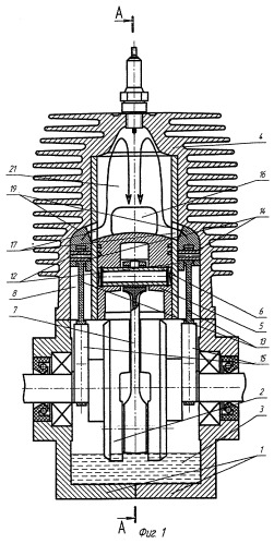 Двухтактный двигатель внутреннего сгорания без кривошипно-камерной продувки (патент 2291309)