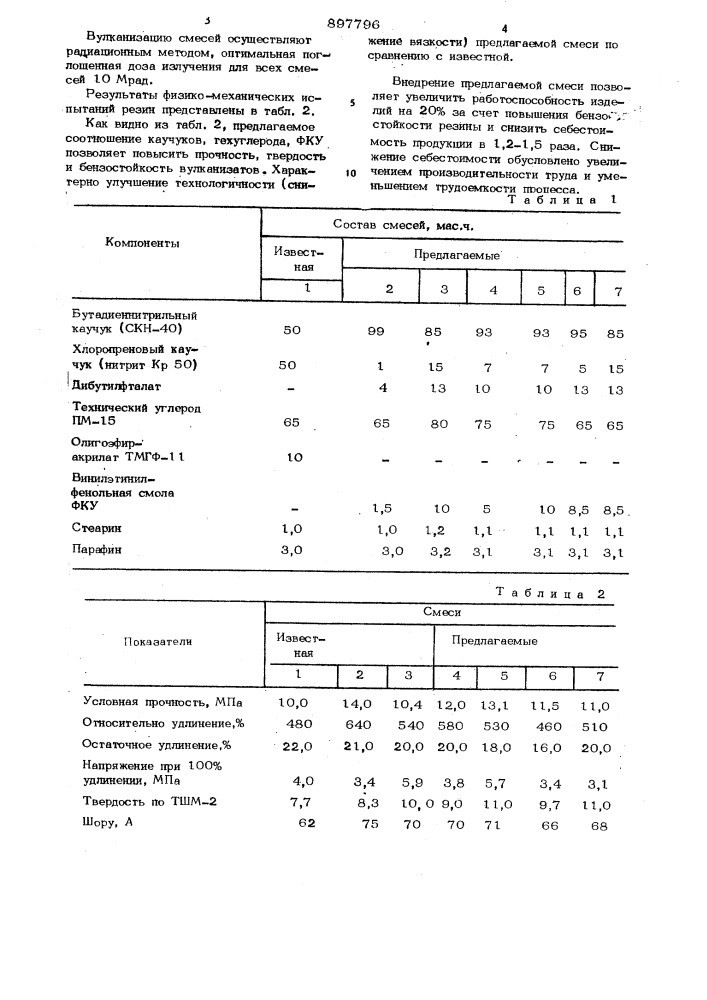 Резиновая смесь радиационного отверждения (патент 897796)