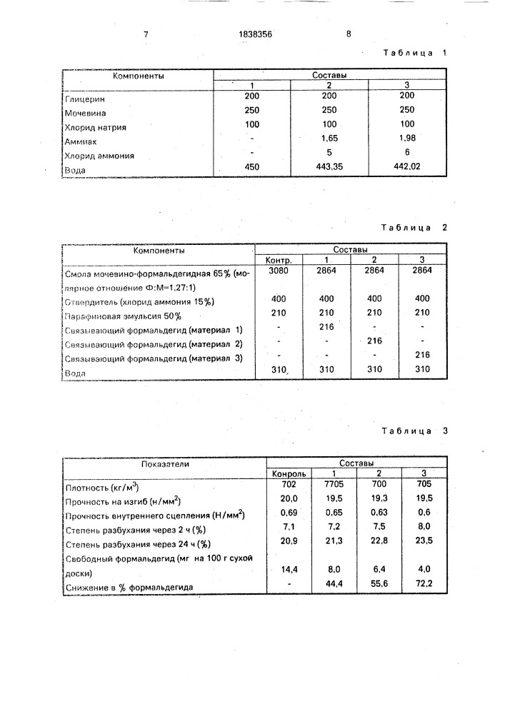 Состав для связывания формальдегида в мочевино- формальдегидных клеях (патент 1838356)