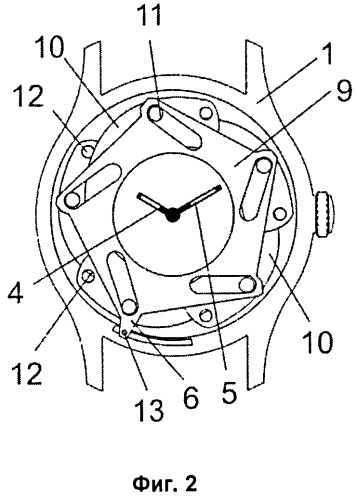 Термочувствительный привод подвижных элементов циферблата и/или корпуса часов, часы с термочувствительным приводом подвижных элементов циферблата и/или корпуса и способ приведения в движение подвижных элементов циферблата и/или корпуса часов (патент 2533945)