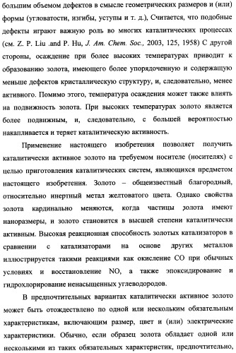 Наномерные золотые катализаторы, активаторы, твердые носители и соответствующие методики, применяемые для изготовления таких каталитических систем, особенно при осаждении золота на твердый носитель с использованием конденсации из паровой фазы (патент 2359754)