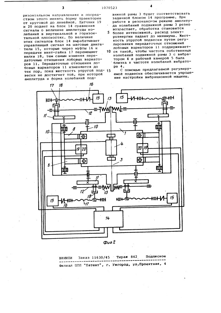 Регулируемая упругая подвеска вибрационной машины (патент 1070523)