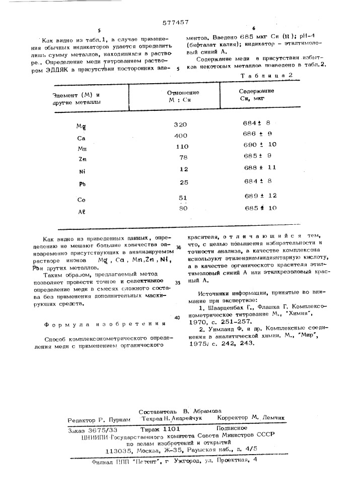 Способ комплекснометрического определения меди (патент 577457)