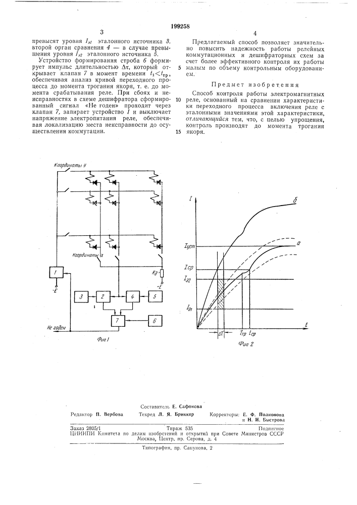 Способ контроля работы электромагнитнб1х реле (патент 199258)