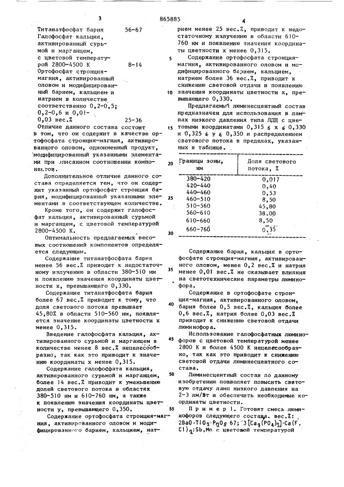 Люминесцентный состав на основе фосфатов щелочноземельных металлов (патент 865885)