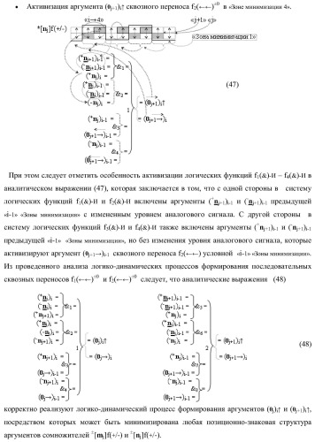 Способ активизации аргумента (0j+1 )i аналогового сигнала условно &#171;j+1&#187; разряда и аргумента (0j )i аналогового сигнала условно &#171;j&#187; разряда сквозного последовательного переноса f1,2(  )&#177;0 для преобразования структуры позиционно-знаковых аргументов &#177;[nj]f(+/-) аналоговых сигналов в условной &#171;i&#187; &#171;зоне минимизации&#187; в минимизированную позиционно-знаковую структуру &#177;[nj]f(+/-)min аналоговых сигналов и функциональная структура для его реализации (варианты русской логики) (патент 2425441)