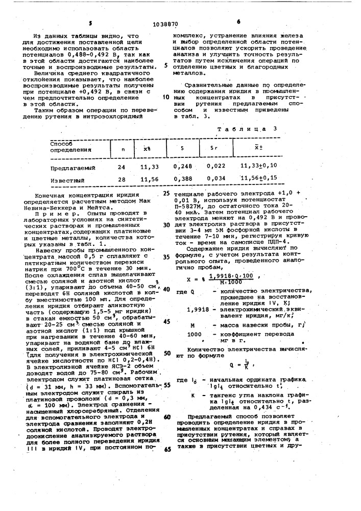 Способ кулонометрического определения иридия (патент 1038870)