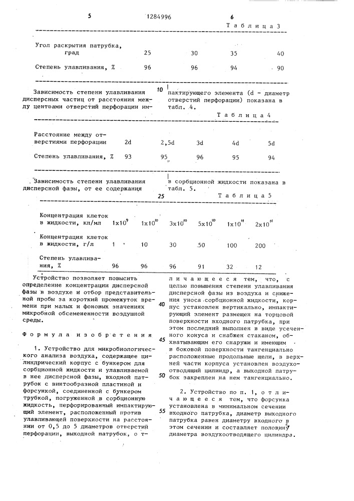 Устройство для микробиологического анализа воздуха (патент 1284996)