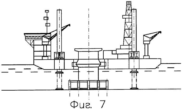 Плавучая установка для бурения скважин с опорных блоков (патент 2392380)