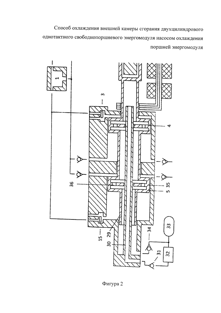 Способ охлаждения внешней камеры сгорания двухцилиндрового однотактного свободнопоршневого энергомодуля (патент 2602652)