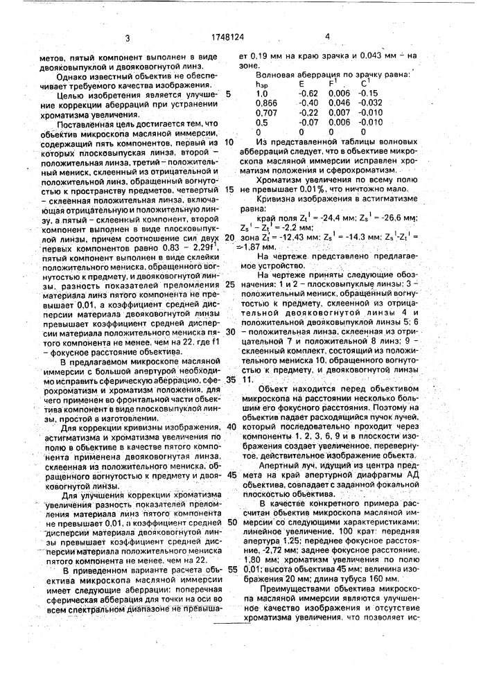 Объектив микроскопа масляной иммерсии (патент 1748124)