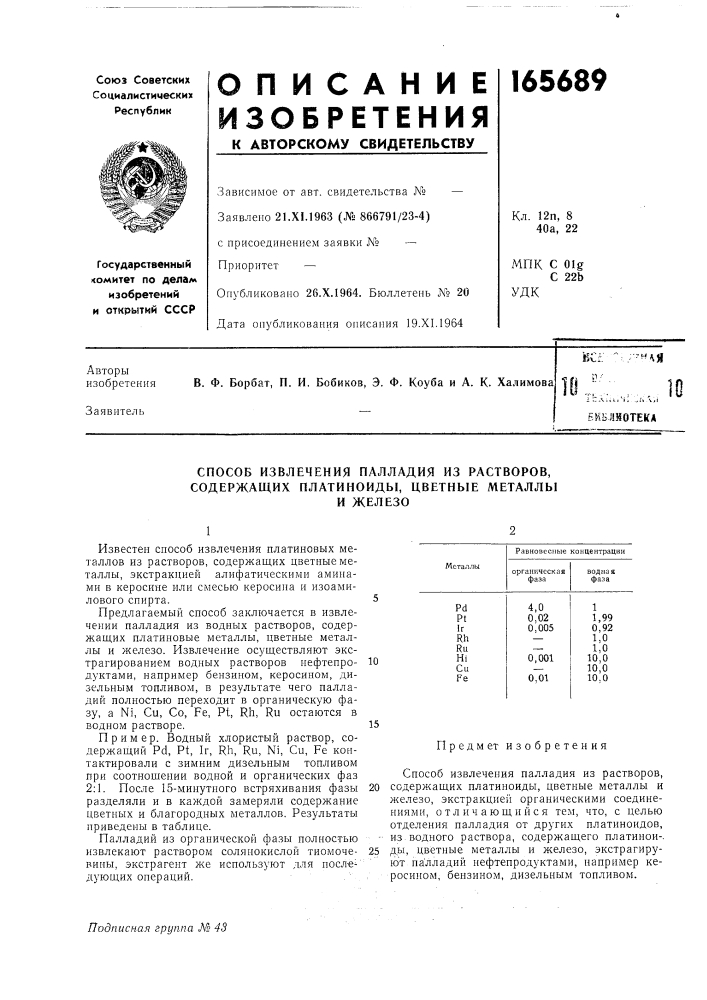 Патент ссср  165689 (патент 165689)