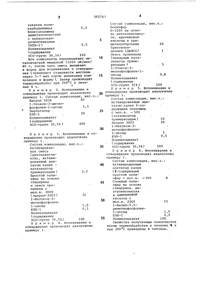 Способ получения теплостойкого изоциануратного пенопласта (патент 392707)