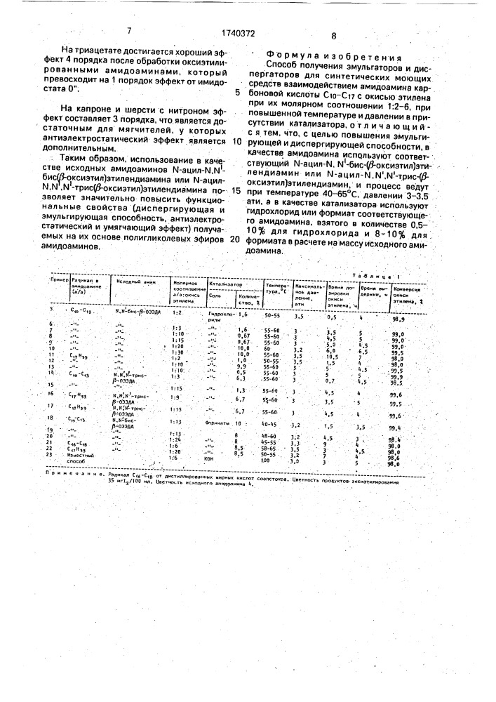 Способ получения эмульгаторов и диспергаторов для синтетических моющих средств (патент 1740372)