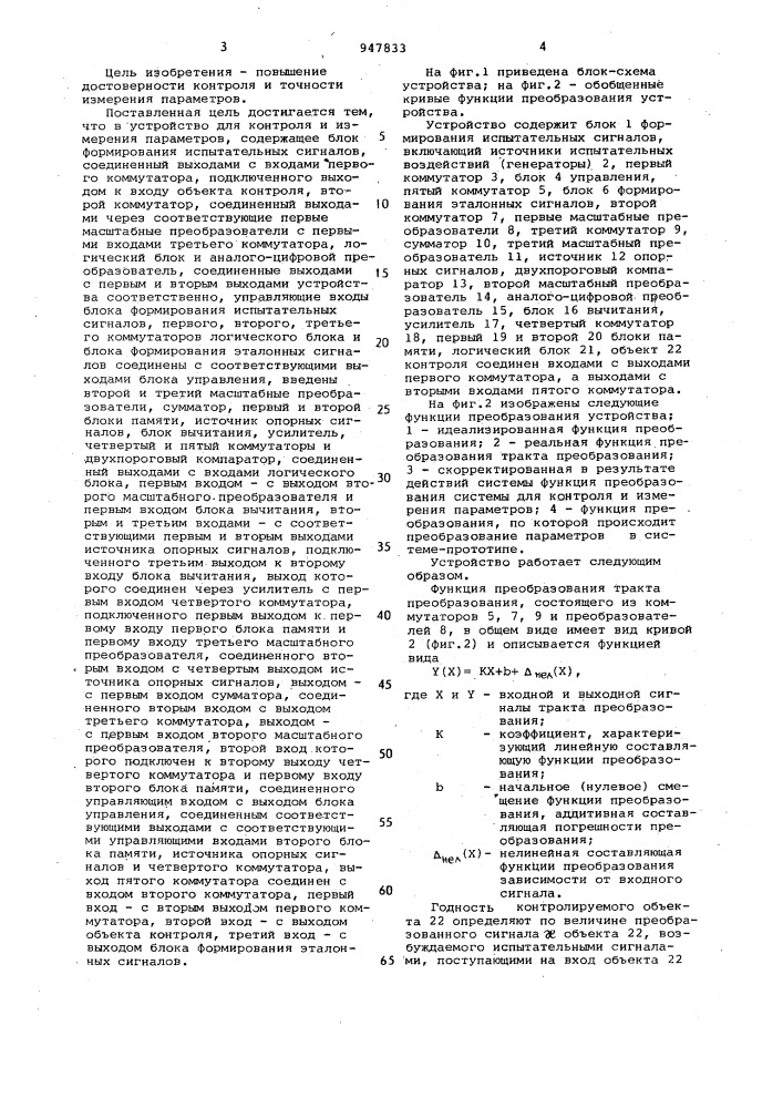 Устройство для контроля и измерения параметров (патент 947833)