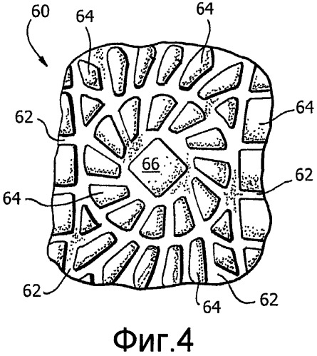 Гигиеническая прокладка с выступами на внешней стороне и изогнутыми рельефными каналами (патент 2472480)