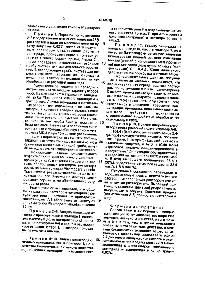 Способ защиты винограда от милдью (патент 1814515)