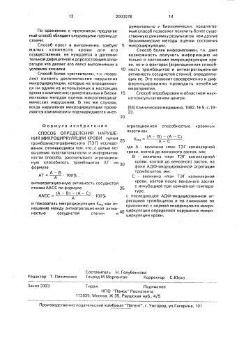 Способ определения нарушения микроциркуляции крови (патент 2003976)