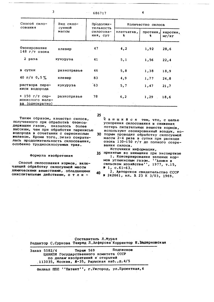 Способ силосования кормов (патент 686717)