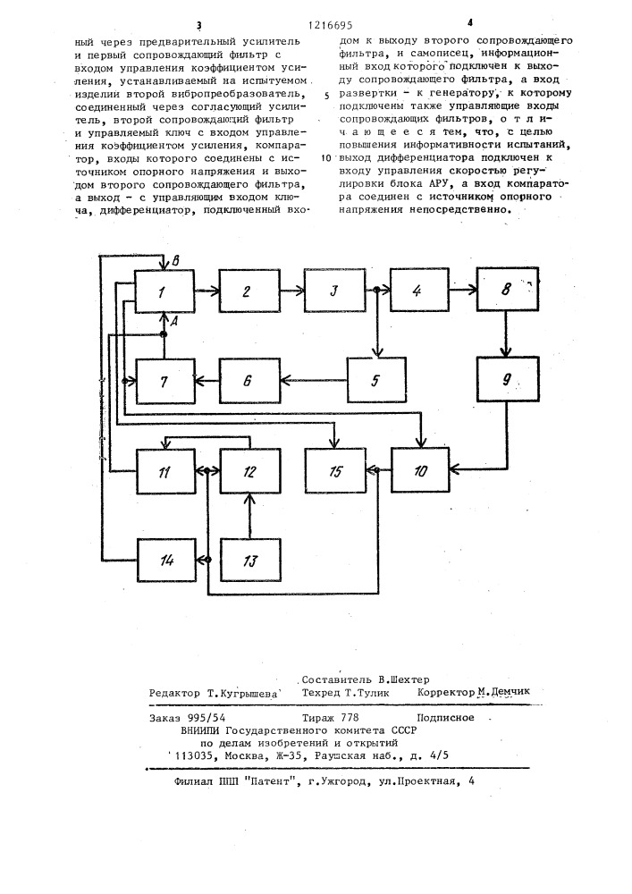 Устройство для виброиспытаний изделий (патент 1216695)