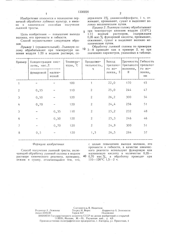 Способ получения льняной тресты (патент 1330220)