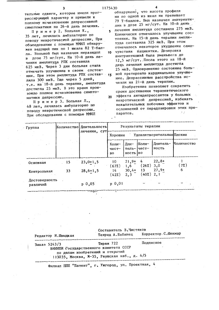 Способ лечения невротических депрессий (патент 1175430)