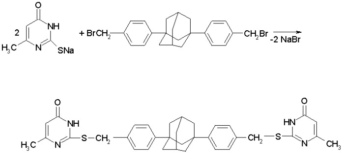 Способ получения 1,3-ди[4-(6-метил-4-пиримидинон-2-тио)метилфенил]адамантана (патент 2311412)