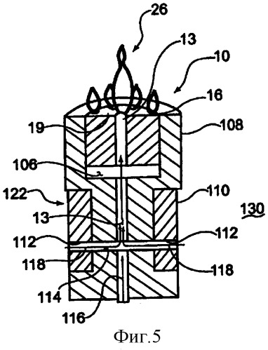 Блок горелки с воспламеняющим устройством (варианты), способ обеспечения возгорания в горелке зажигалки (варианты), способ изготовления горелки, горелка с воспламеняющим устройством (патент 2324115)