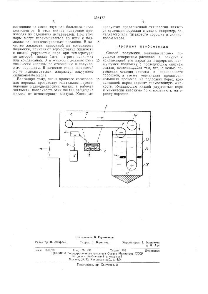 Способ получения мелкодисперсных порошков (патент 395177)