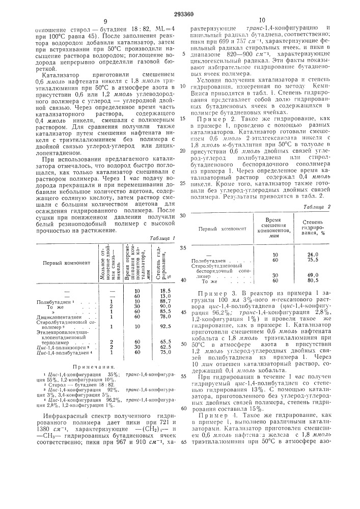 Способ получения гидрированных карбоцепных полимеров (патент 293360)