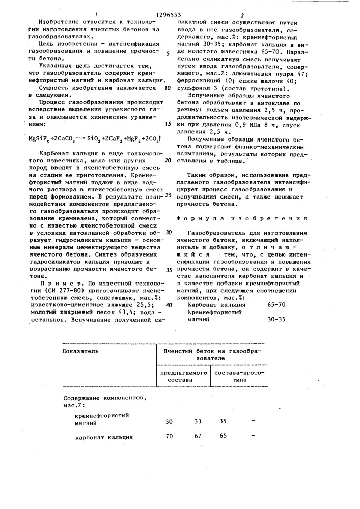 Газообразователь для изготовления ячеистого бетона (патент 1296553)