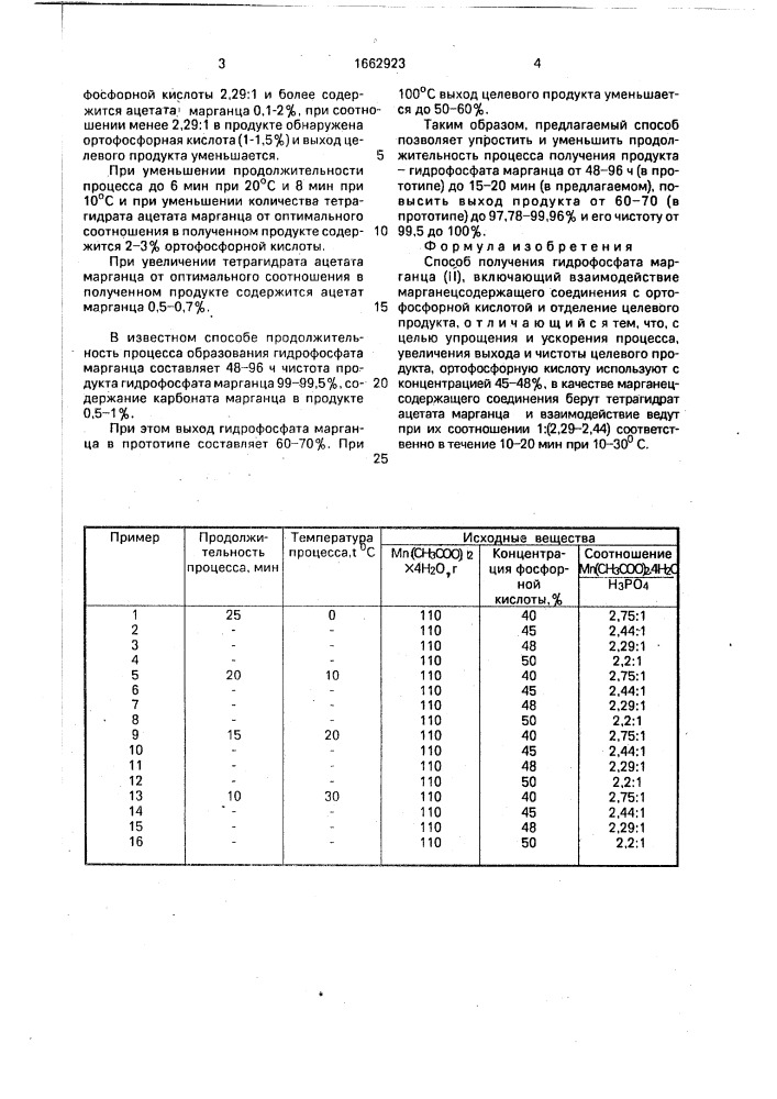 Способ получения гидрофосфата марганца (ii) (патент 1662923)