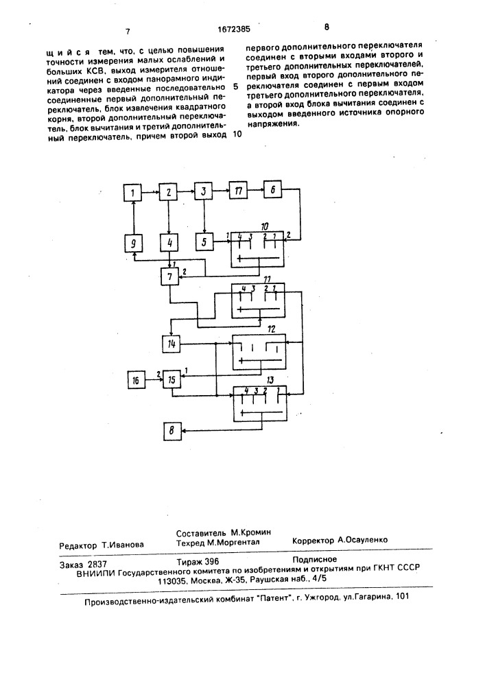 Панорамный измеритель ксв и ослаблений (патент 1672385)