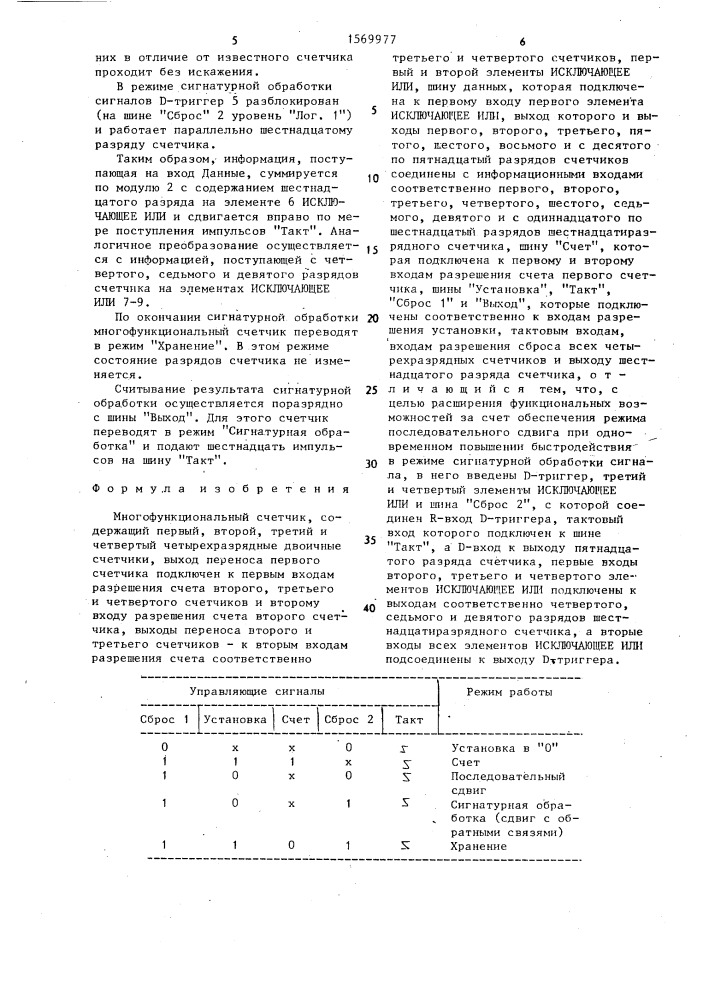 Многофункциональный счетчик (патент 1569977)
