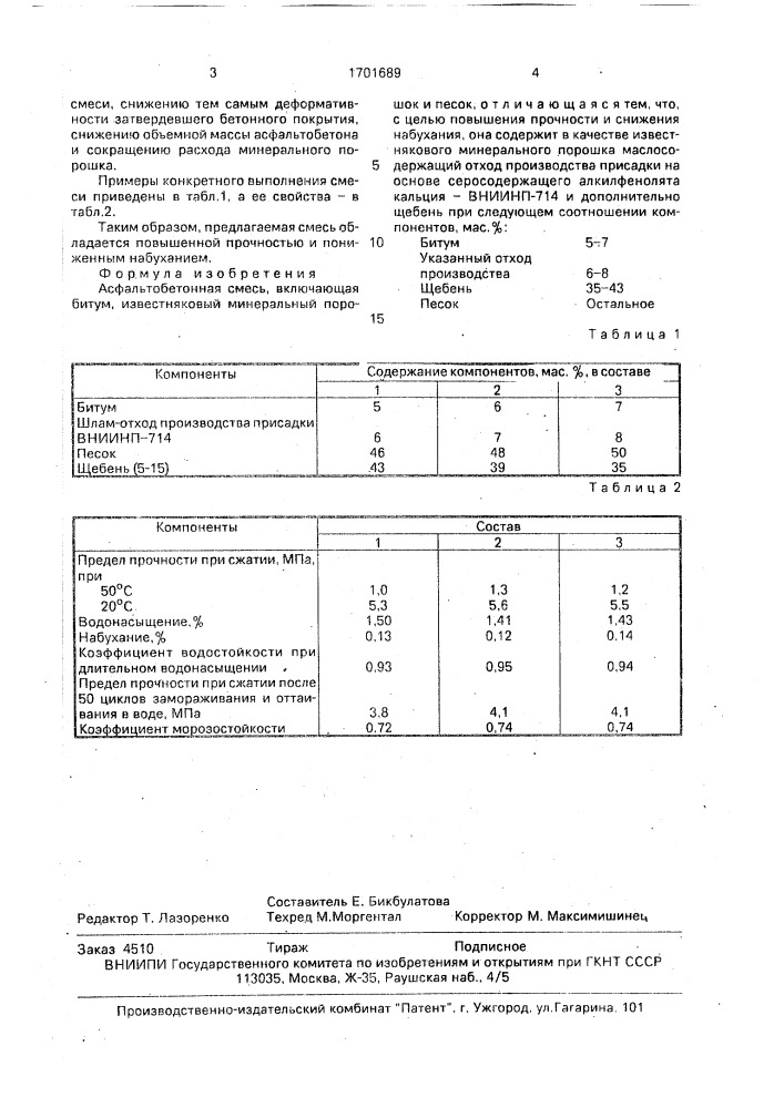 Асфальтобетонная смесь (патент 1701689)