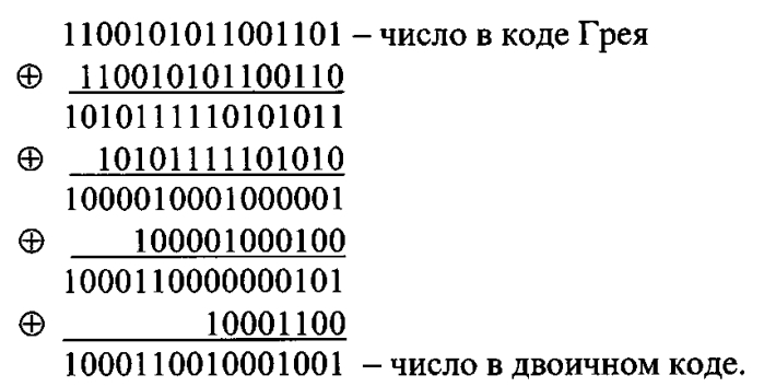 Способ преобразования бинарного кода грея в двоичный код (патент 2557450)