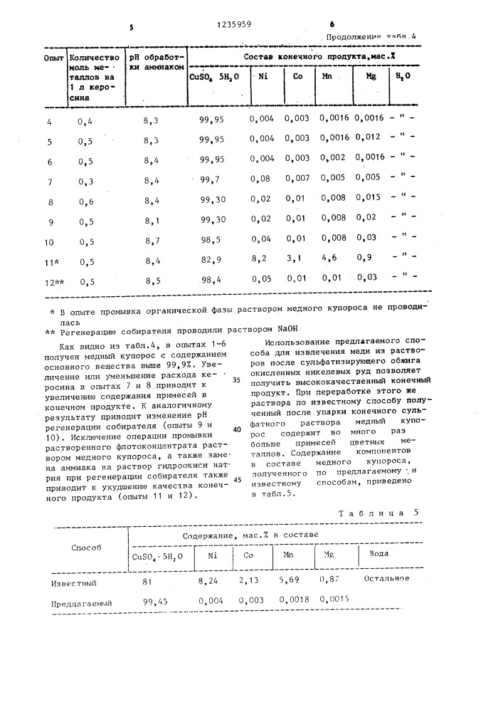 Способ извлечения меди из растворов,содержащих цветные металлы (патент 1235959)