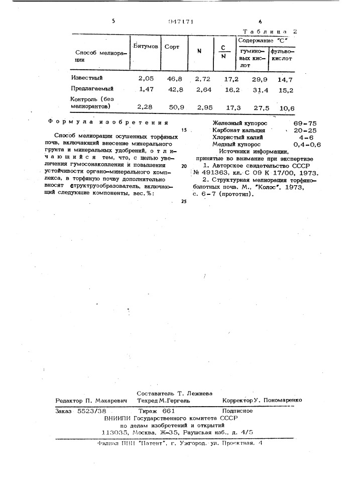 Способ мелиорации осушеных торфяных почв (патент 947171)