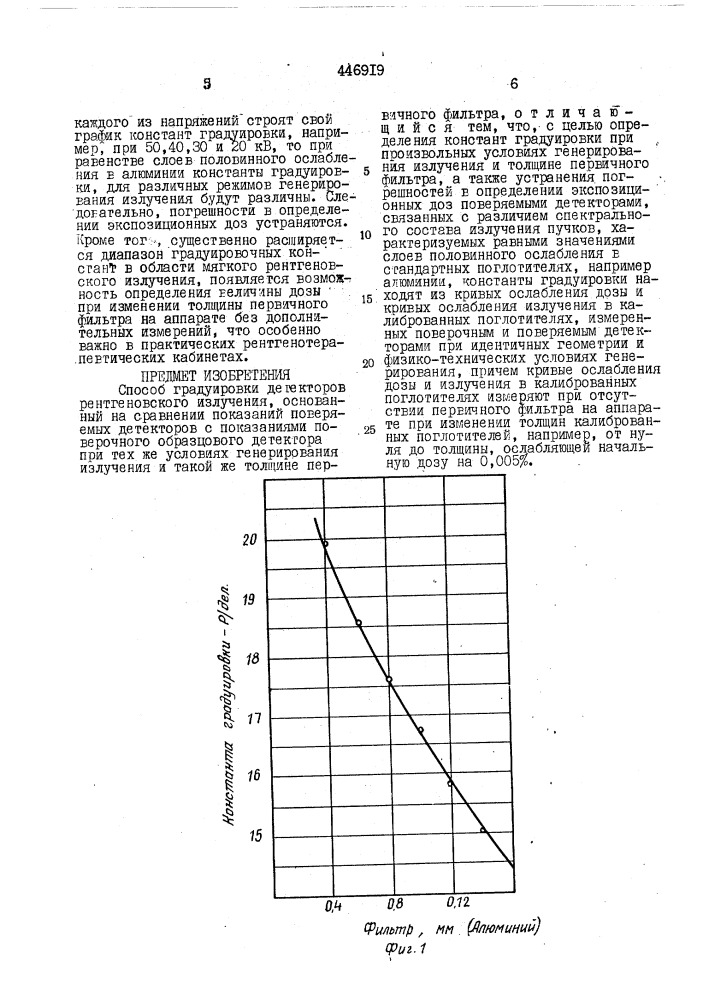 Способ градуировки детекторов рентгеновского излучения (патент 446919)