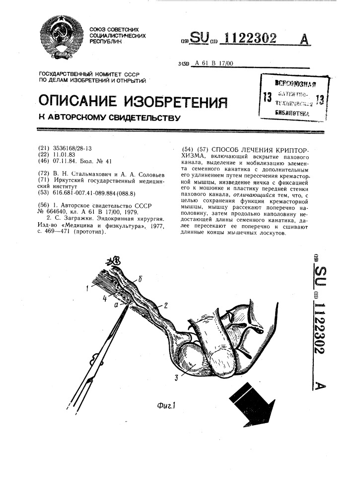 Способ лечения крипторхизма (патент 1122302)