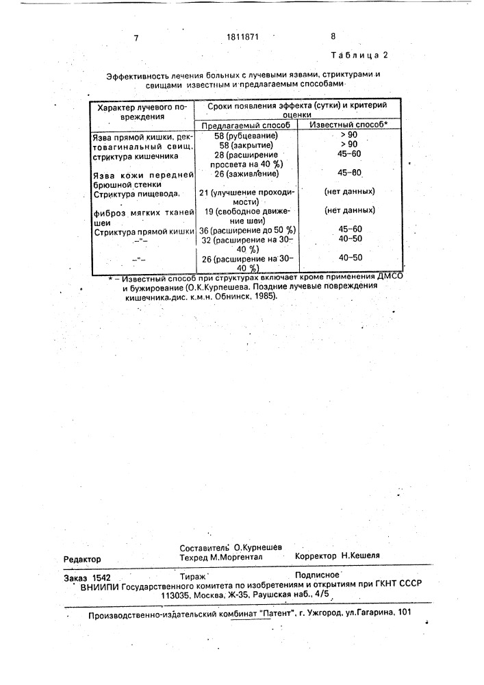 Способ лечения поздних лучевых повреждений (патент 1811871)