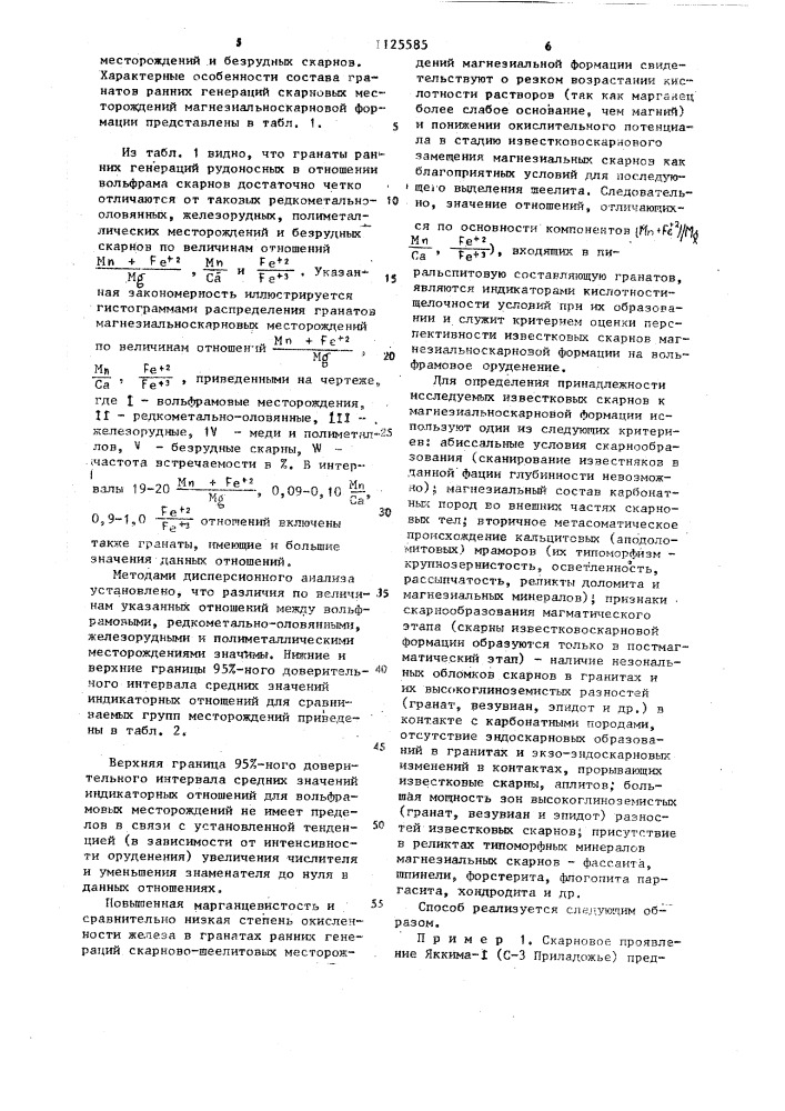 Способ оценки перспективности скарнов на вольфрамовое оруденение (патент 1125585)