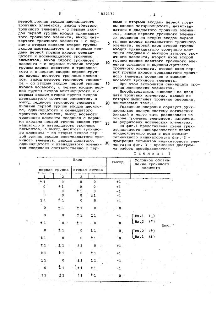 Преобразователь двоично-десятичногокода b код восьмисегментногоиндикатора (патент 822172)