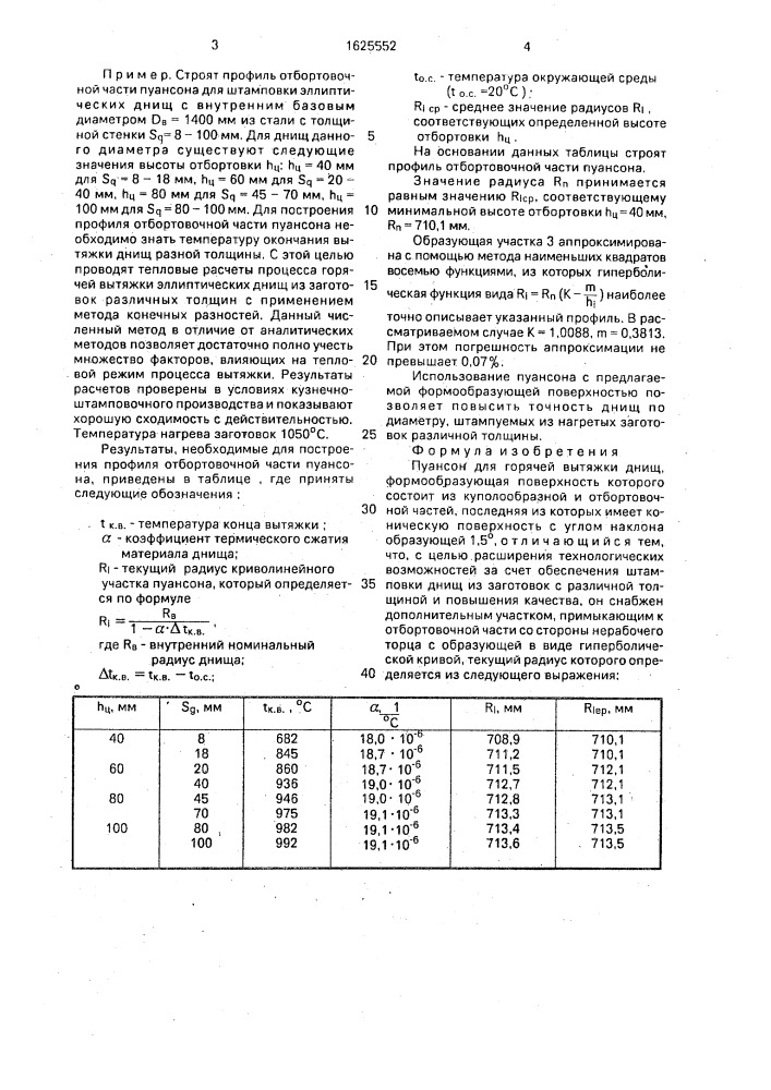 Пуансон для горячей вытяжки днищ (патент 1625552)