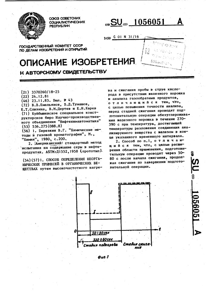 Способ определения неорганических примесей в органических веществах (патент 1056051)