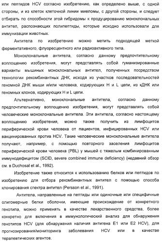 Очищенные белки оболочки вируса гепатита с для диагностического и терапевтического применения (патент 2313363)