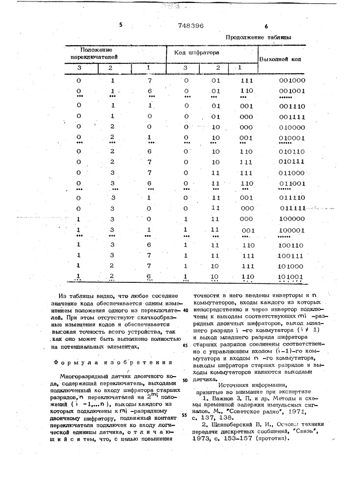 Многоразрядный датчик двоичного кода (патент 748396)