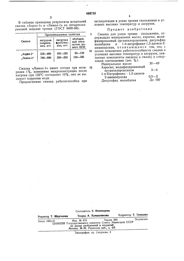 Смазка для узлов трения скольжения (патент 469735)