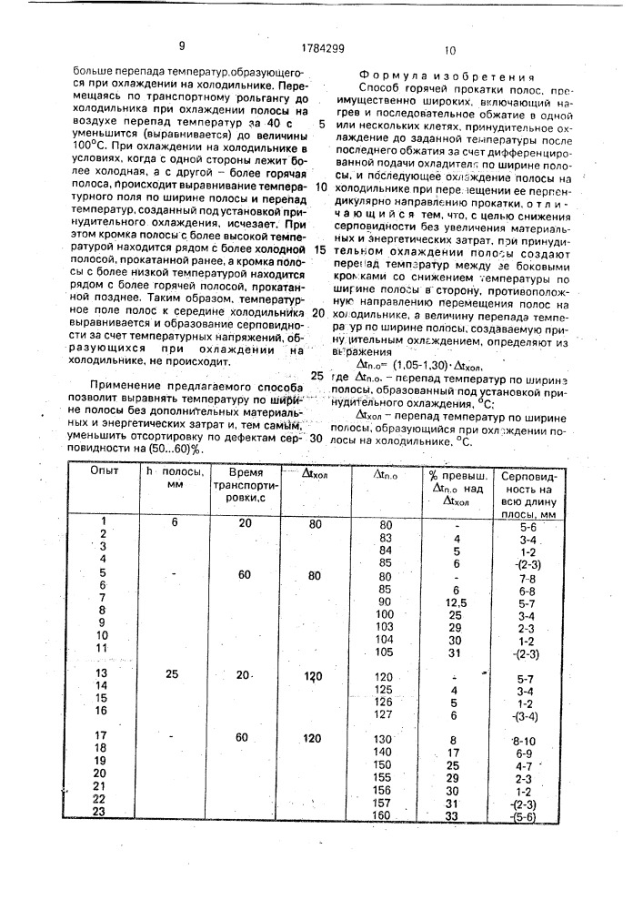 Способ горячей прокатки полос (патент 1784299)