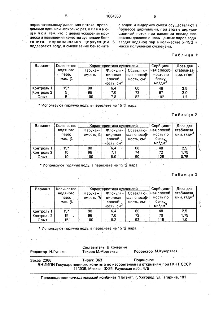 Способ получения водной суспензии бентонита (патент 1664833)